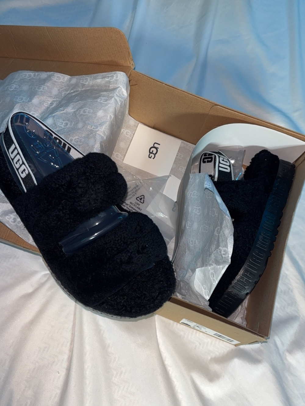 UGG Black Fluff Yeah Slide Slippers for Women